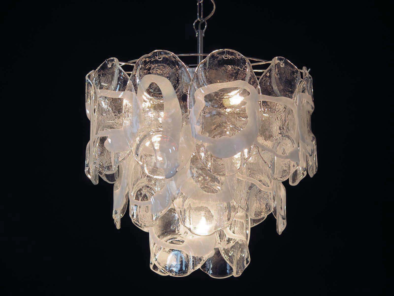 Murano Chandelier – 23 Clear White Crostoli Glass – detail 9 – Murano Classics