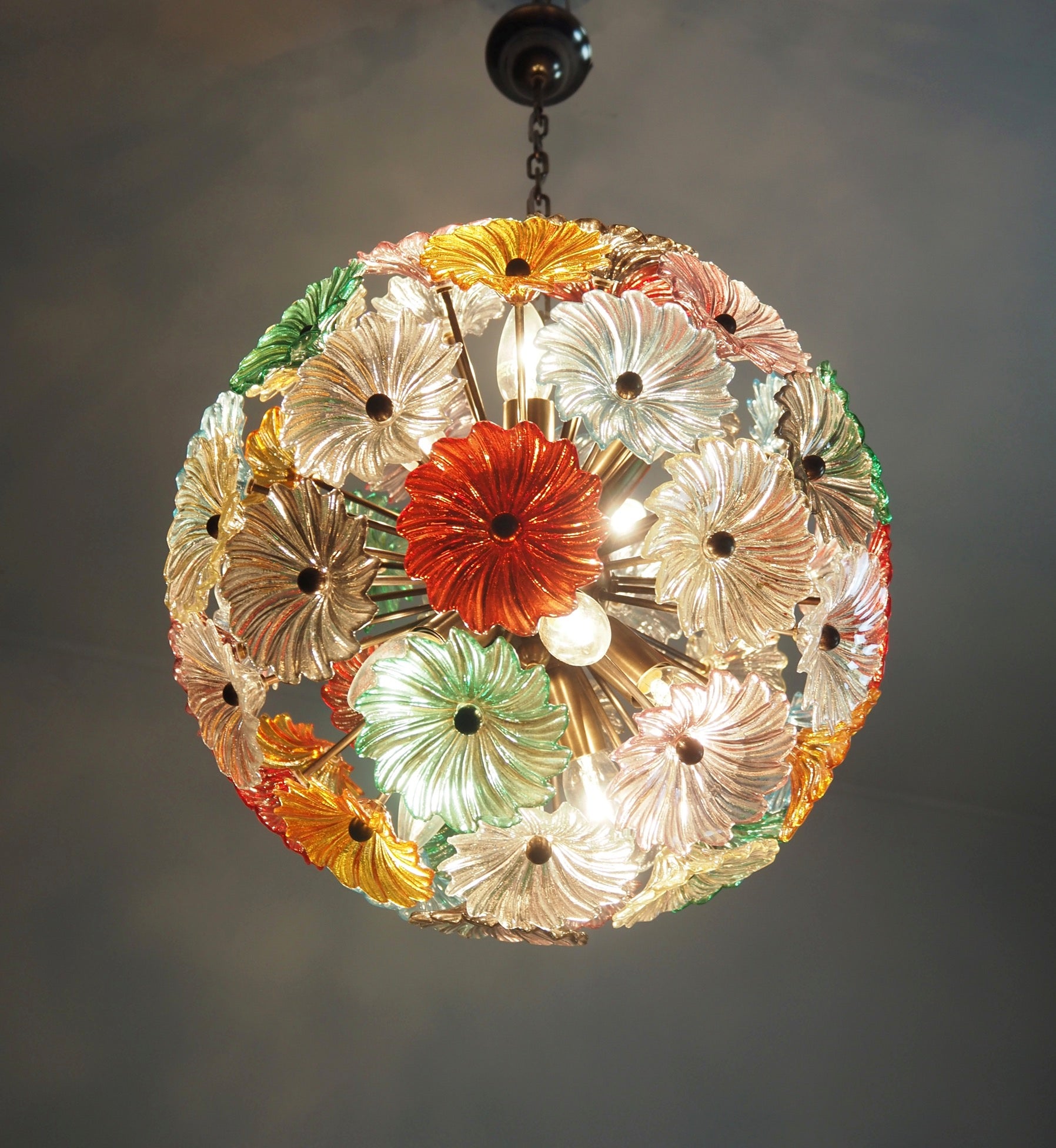 Murano Chandelier – 51 Multicolour Daisy Glass – detail 6 – Murano Classics