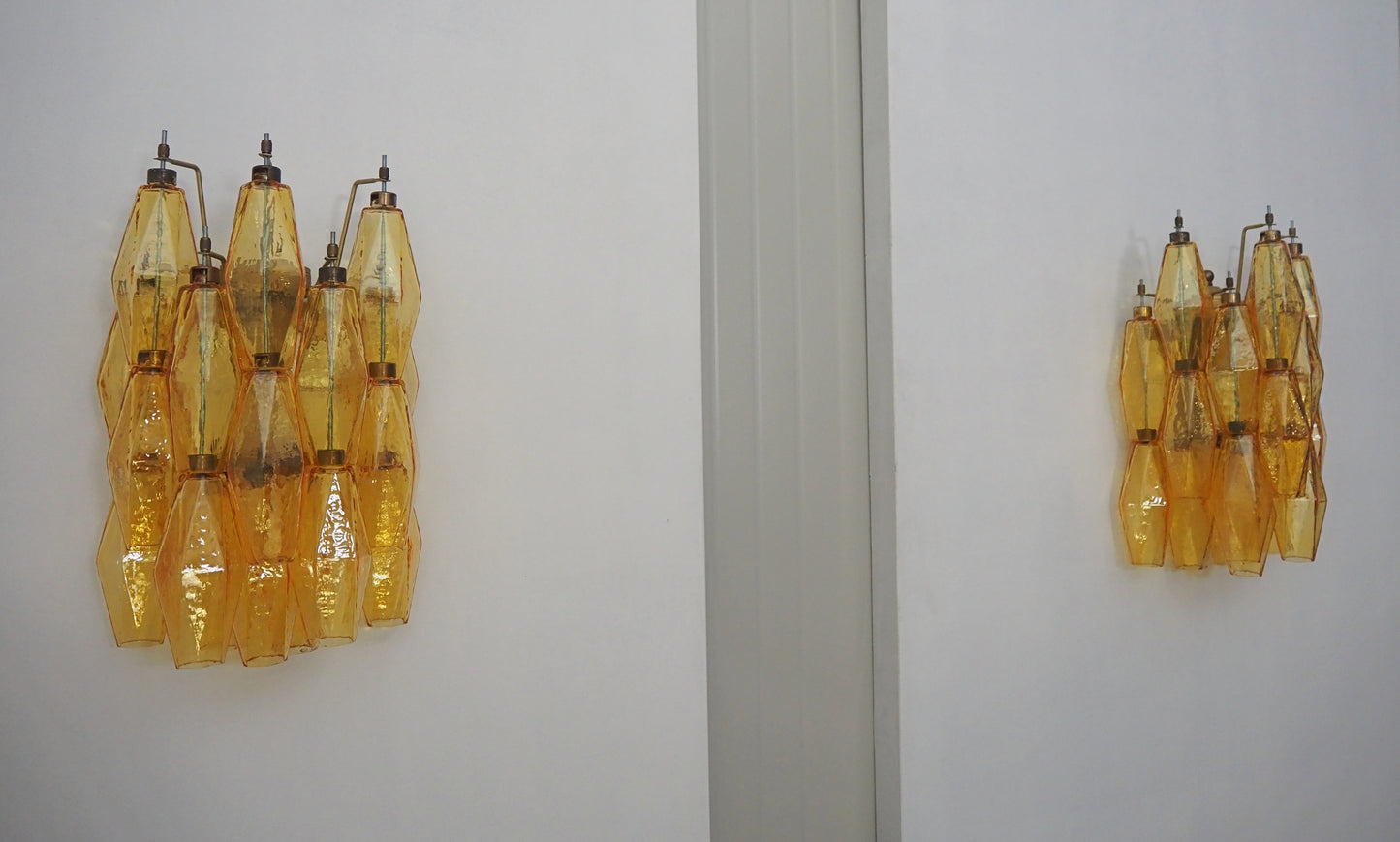 Murano Wall Lamp | 17 Yellow Poliedri Glass | 1 Pair