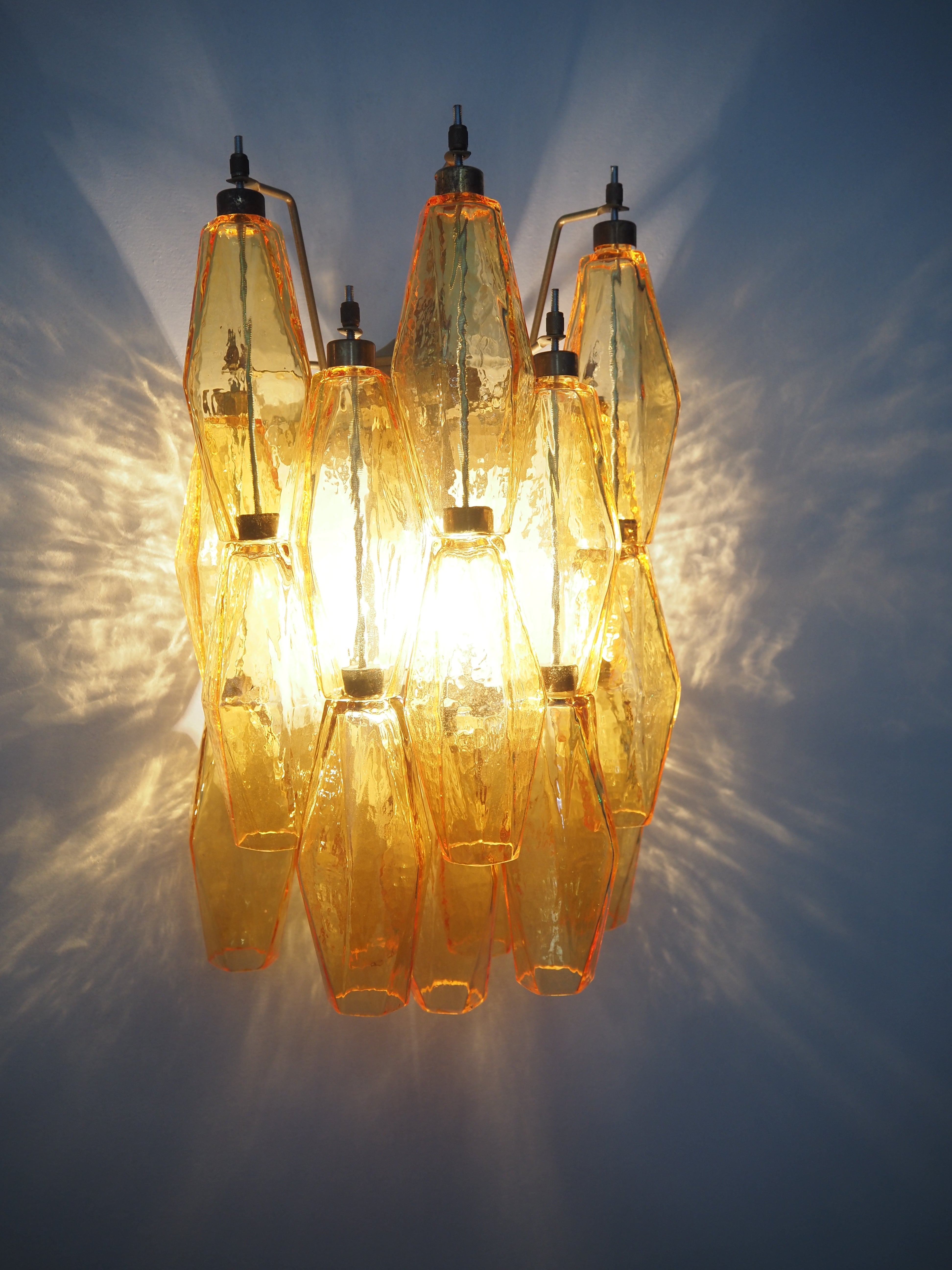 Murano Wandlamp – 17 Gele Poliedriglas – Set van 2 – detail 7 – Murano Classics