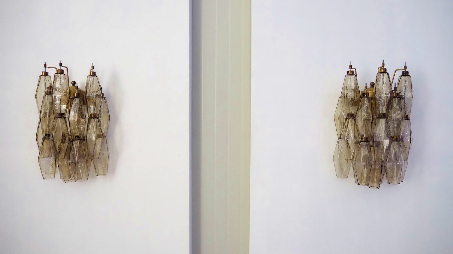 Lampe Murano Murano | 17 Verre Poliedri Fumé | 1 Paire