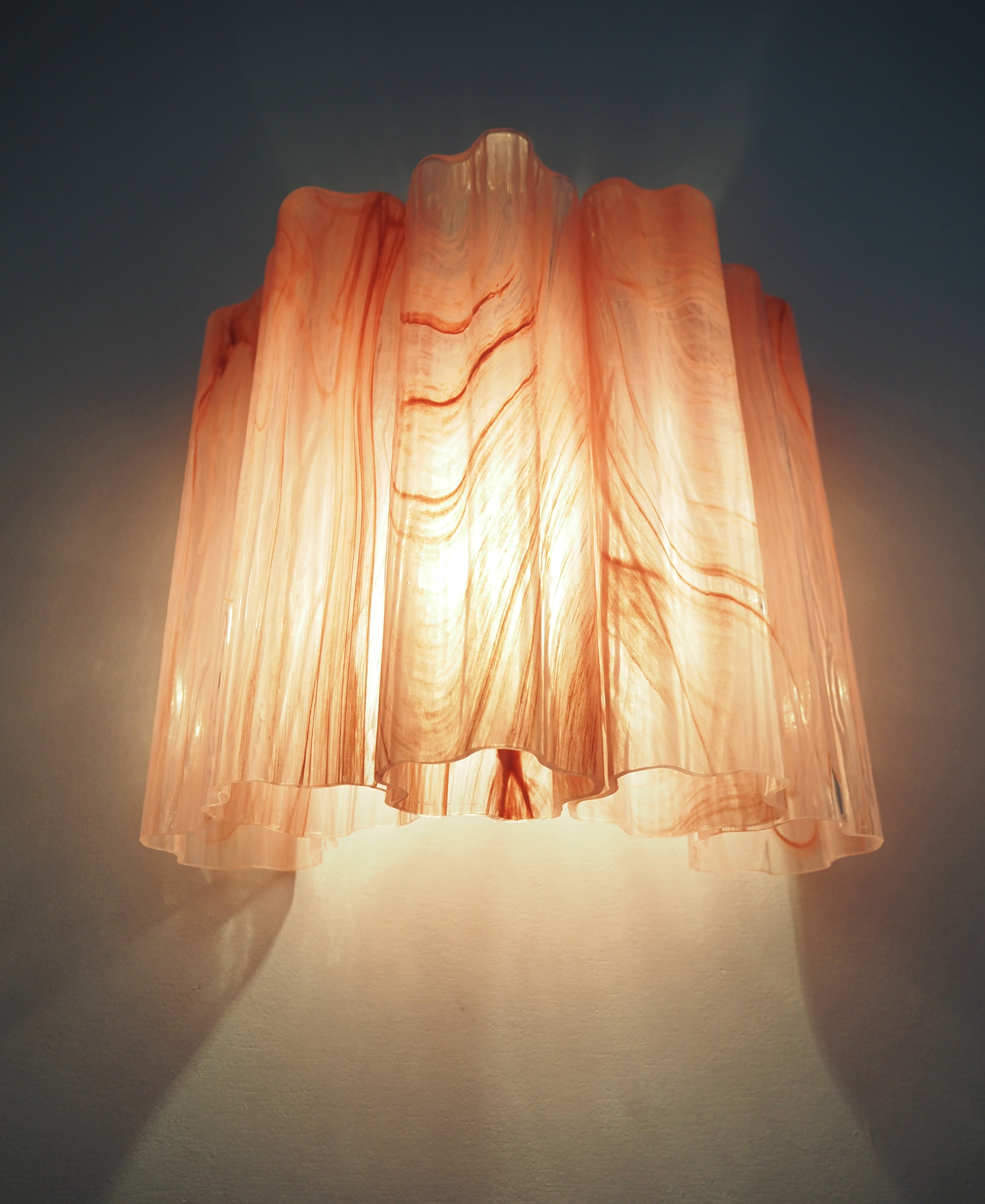 Murano Wandlamp – 5 Roze Alabaster Buisglazen – Set van 2 – detail 5 – Murano Classics