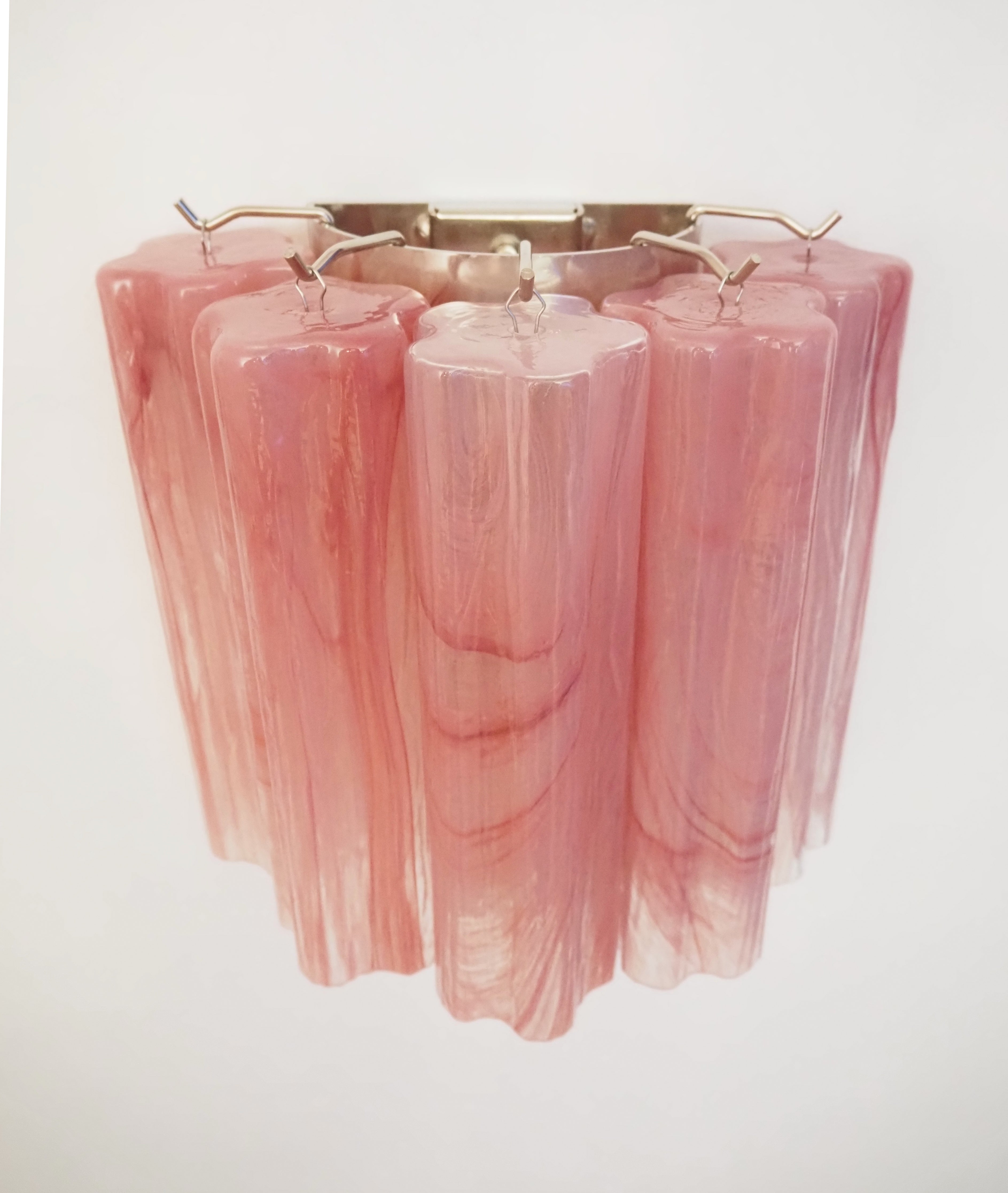 Murano Wandlamp – 5 Roze Alabaster Buisglazen – Set van 2 – detail 4 – Murano Classics