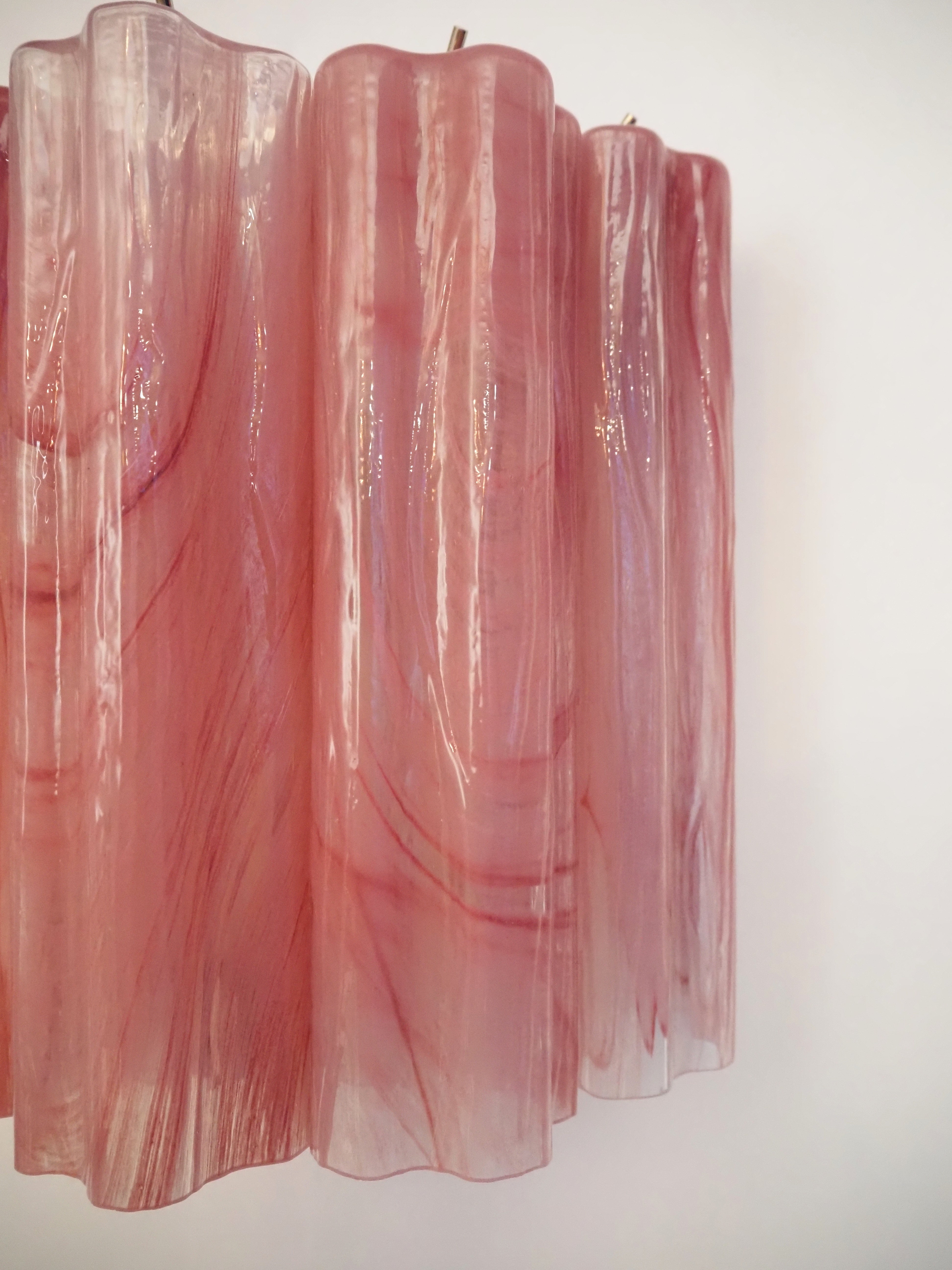 Murano Wandlamp – 5 Roze Alabaster Buisglazen – Set van 2 – detail 2 – Murano Classics