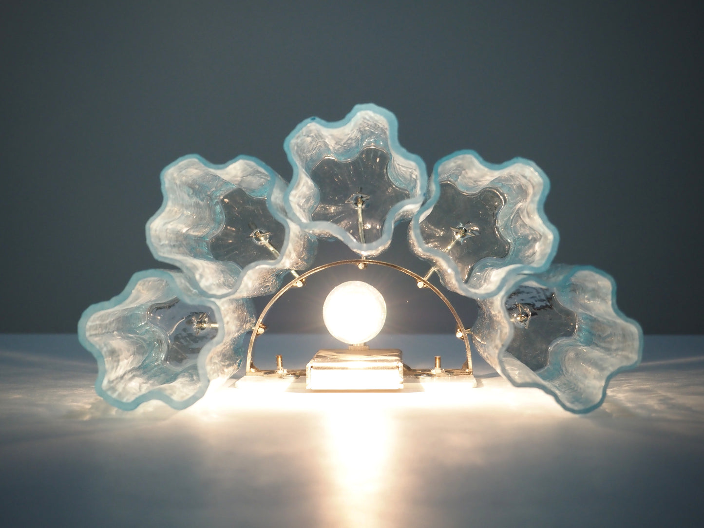 Lampe Murano Murale | 5 Tubes en Verre Bleu | 1 Paire