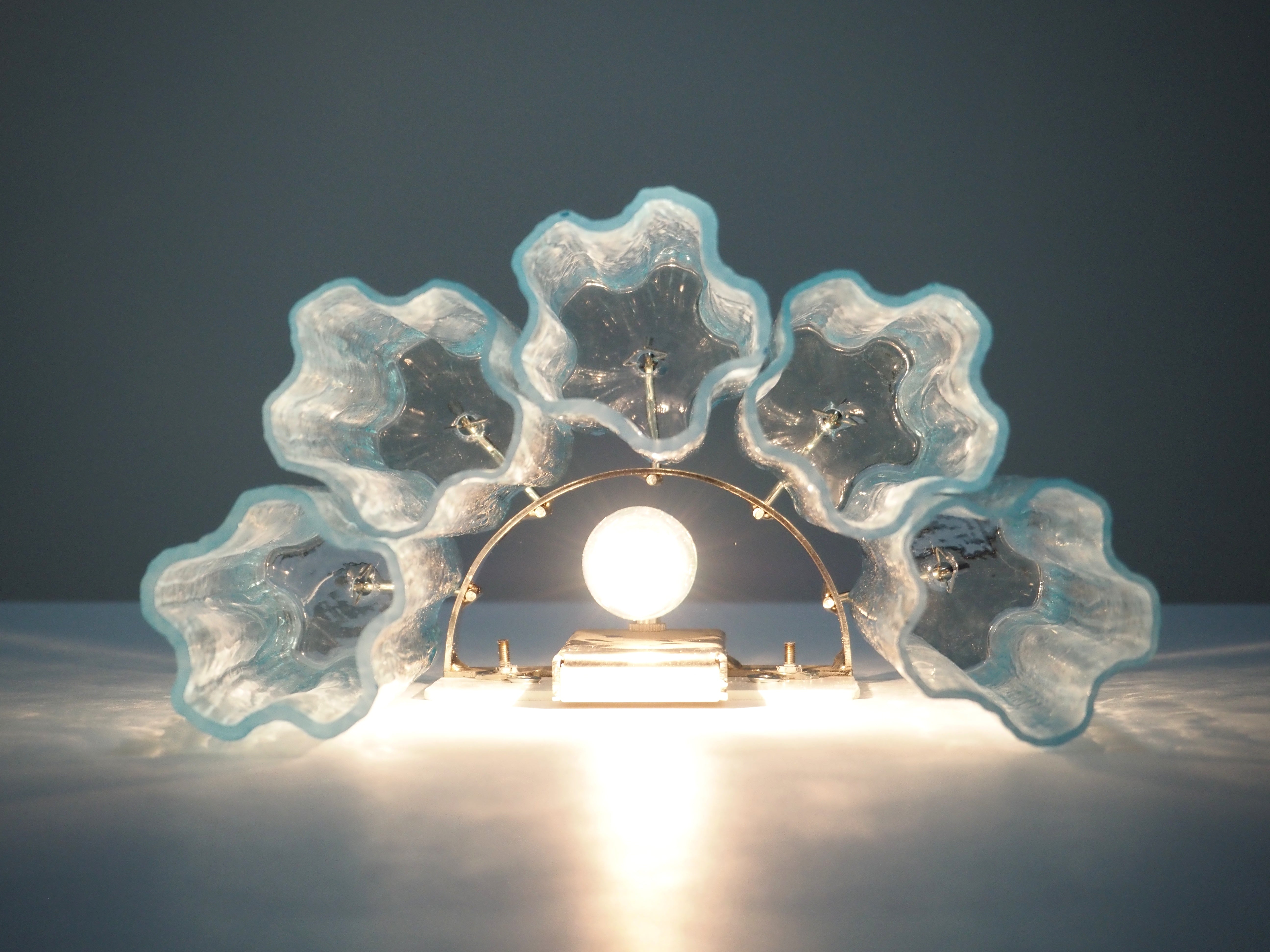 Murano Wandlamp – 5 Blauwe Glazen Buizen – Set van 2 – detail 7 – Murano Classics