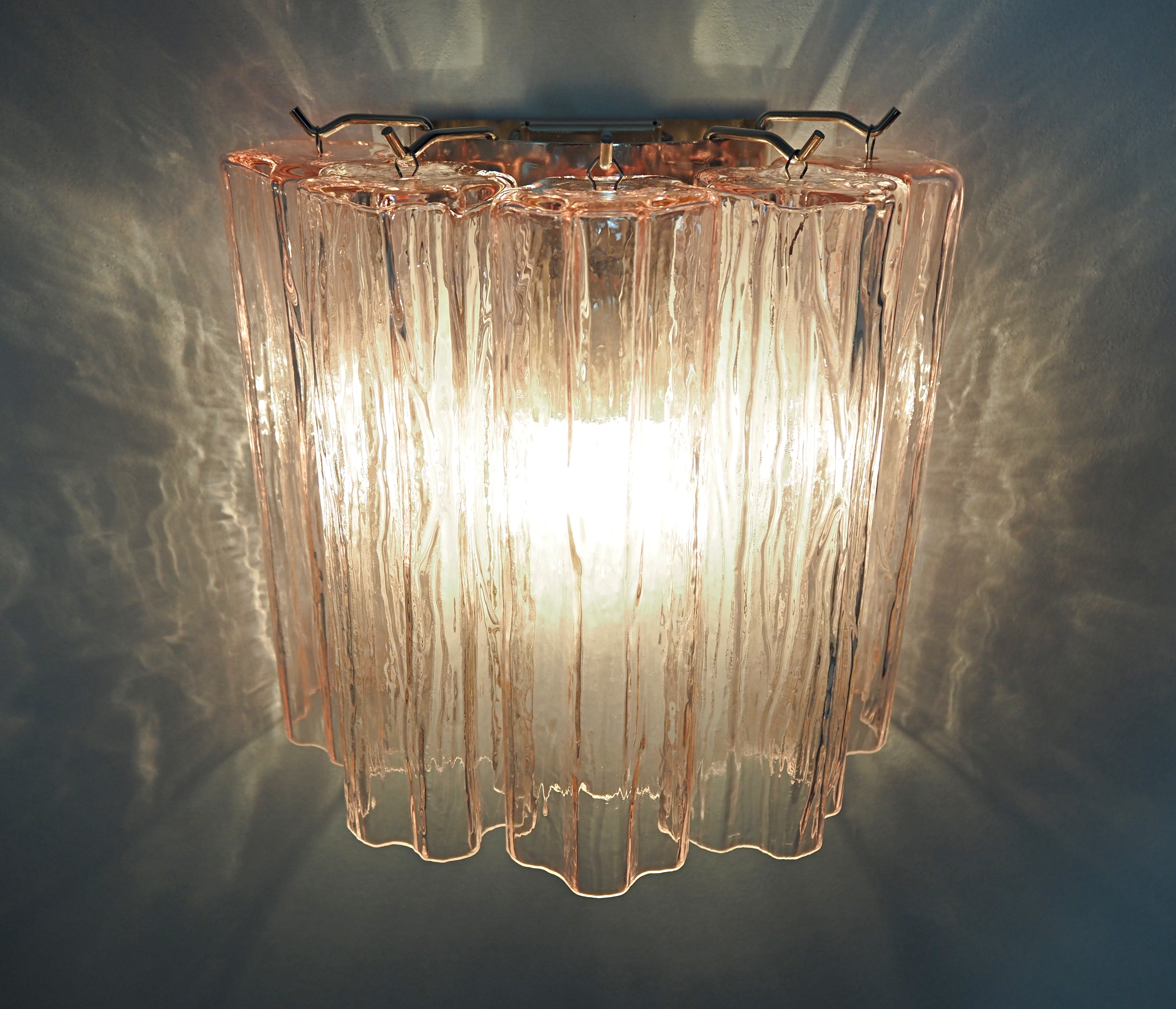 Murano Wandlamp – 5 Roze Buisglas – Set van 2 – detail 7 – Murano Classics