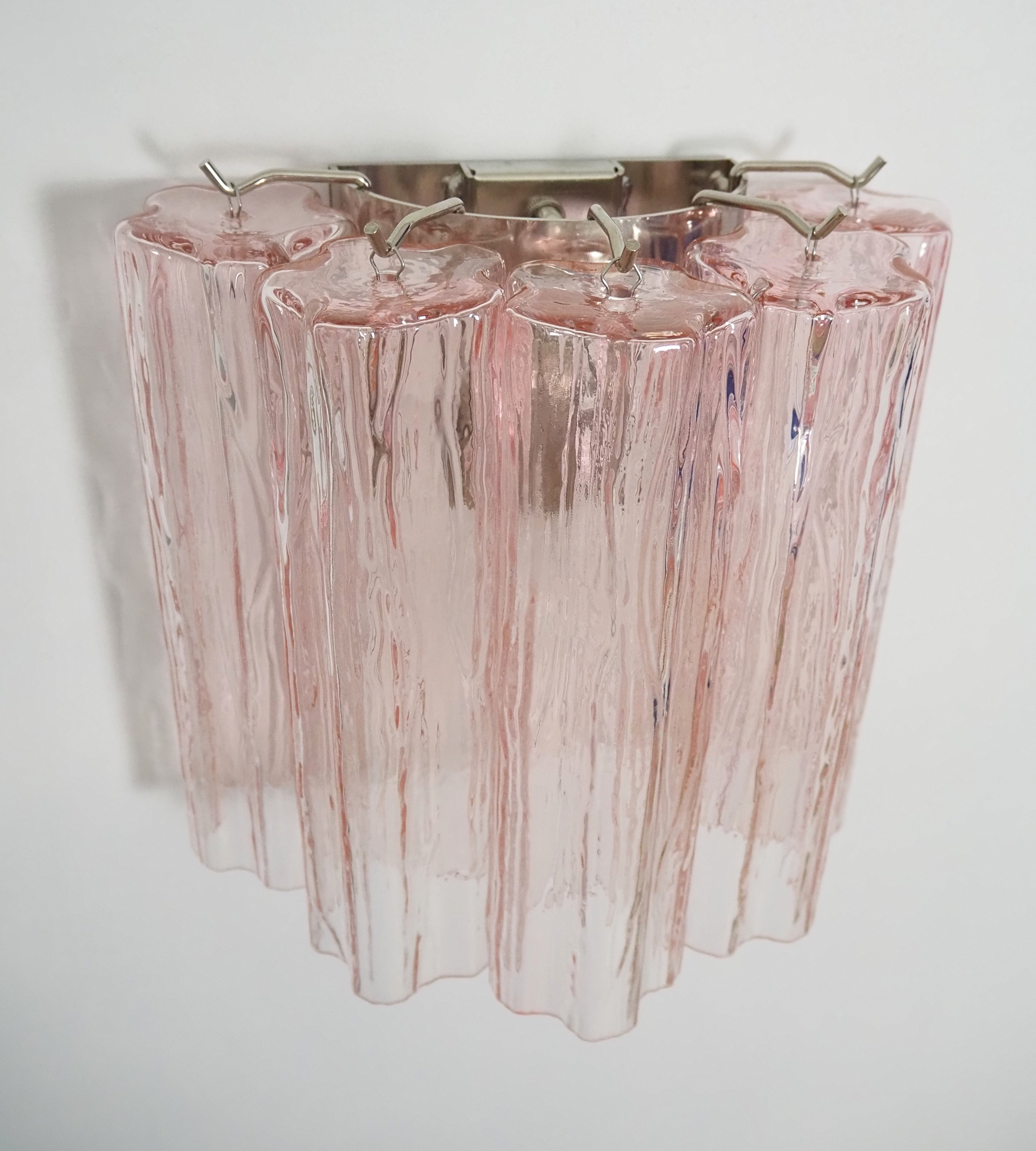 Murano Wandlamp – 5 Roze Buisglas – Set van 2 – detail 2 – Murano Classics