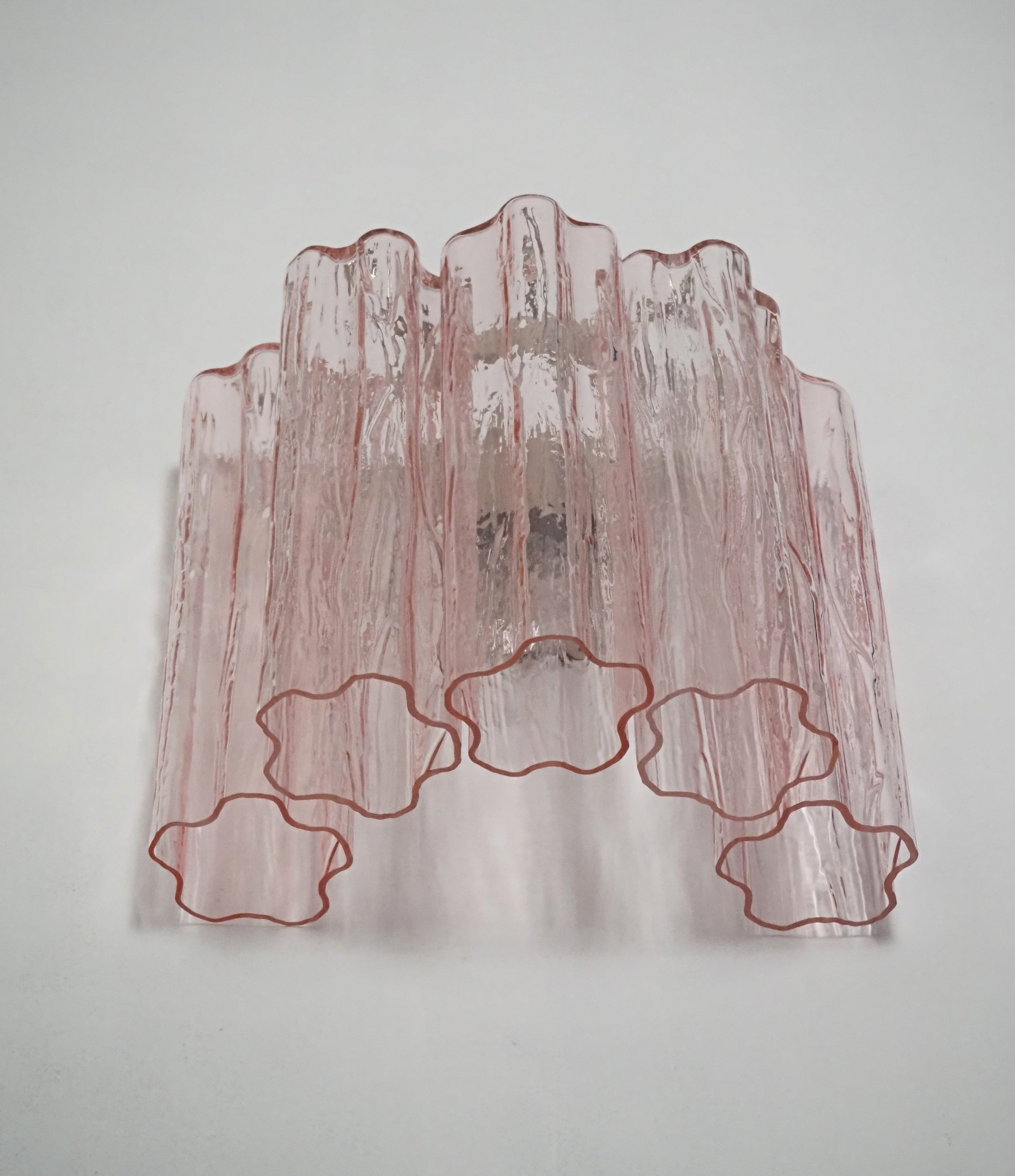 Murano Wandlamp – 5 Roze Buisglas – Set van 2 – detail 3 – Murano Classics
