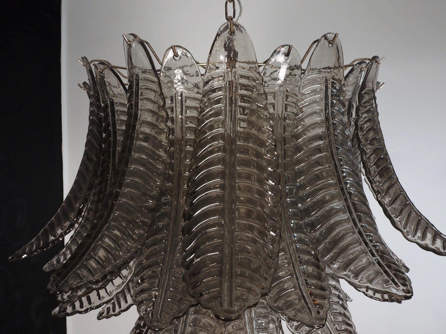 Murano Chandelier – 48 Smoked Felci Glass – detail 3 – Murano Classics