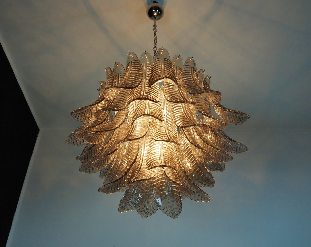 Murano Lysekrone | 48 Røykfargede Felciglass