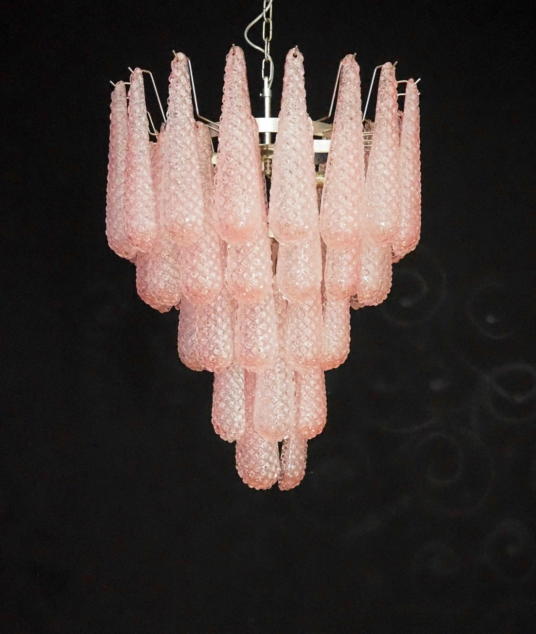 Murano Kroonluchter – 52 Roze Druppelglas – detail 7 – Murano Classics