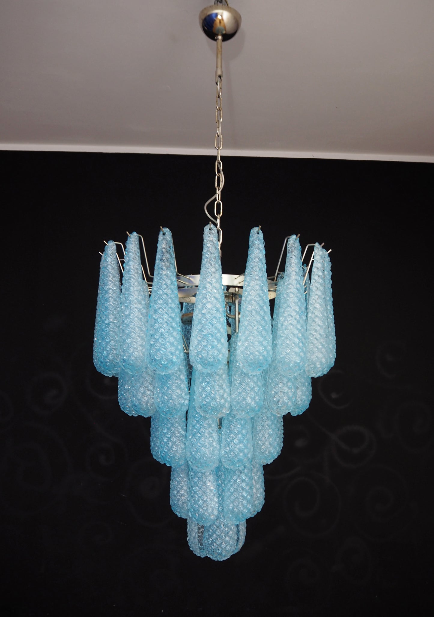 Murano Kroonluchter | 52 Blauwe Druppel Glas