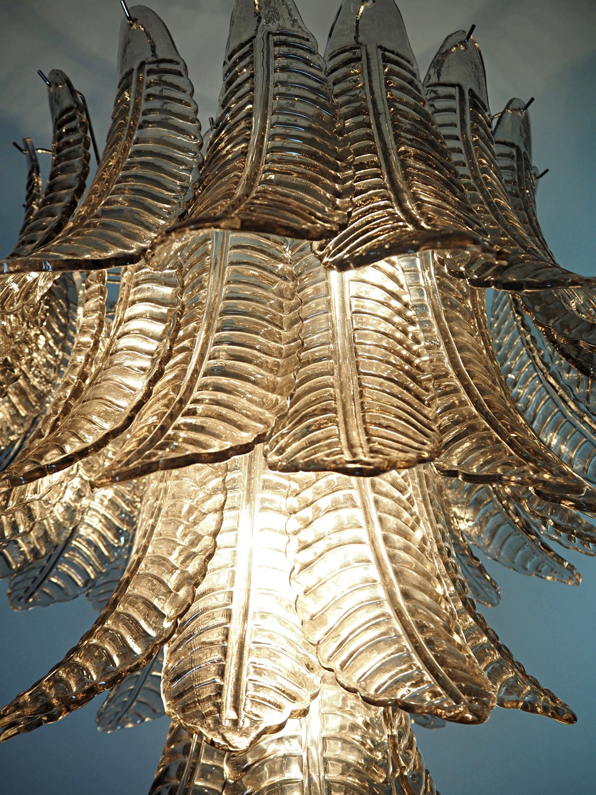 Murano Chandelier – 52 Smoked Felci Glass – detail 2 – Murano Classics