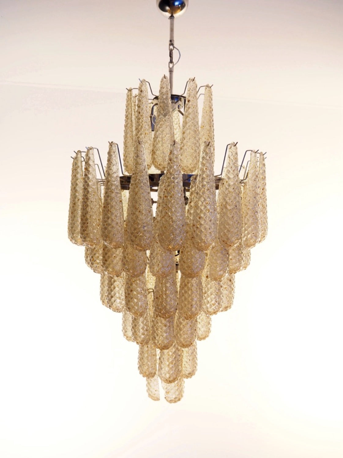 Murano Lysekrone – 85 Klare Gule Dråpeglass – Murano Classics