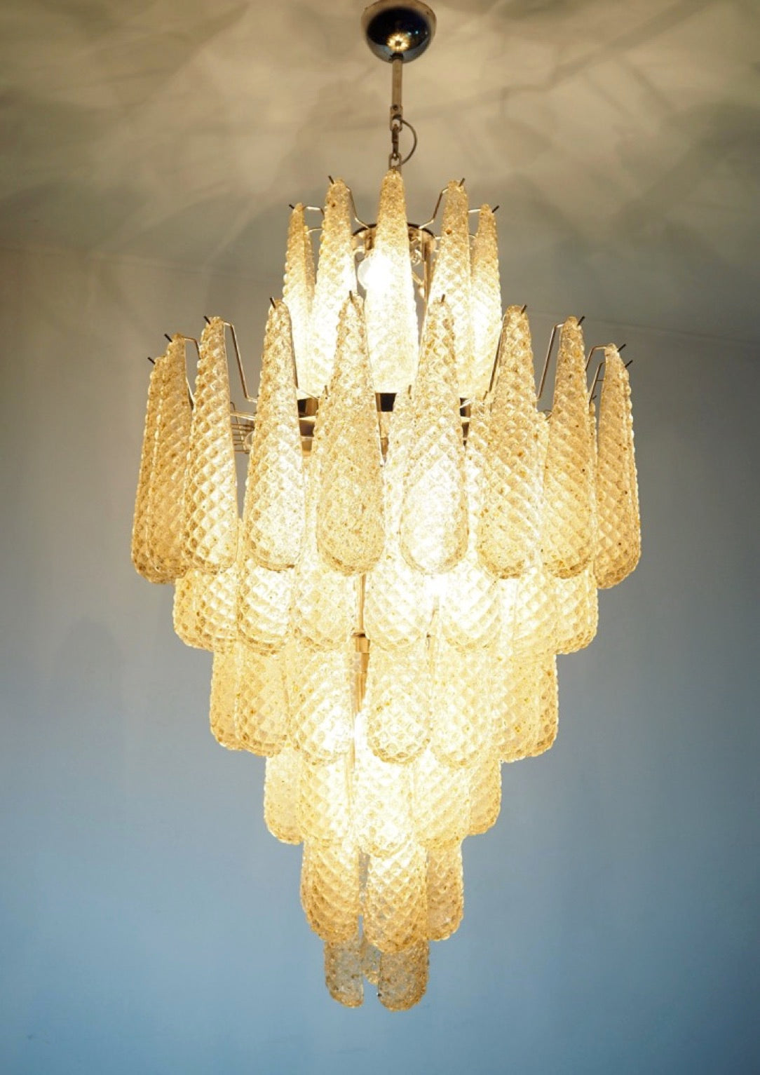 Murano Lysekrone | 85 Klare Gule Dråpeglass