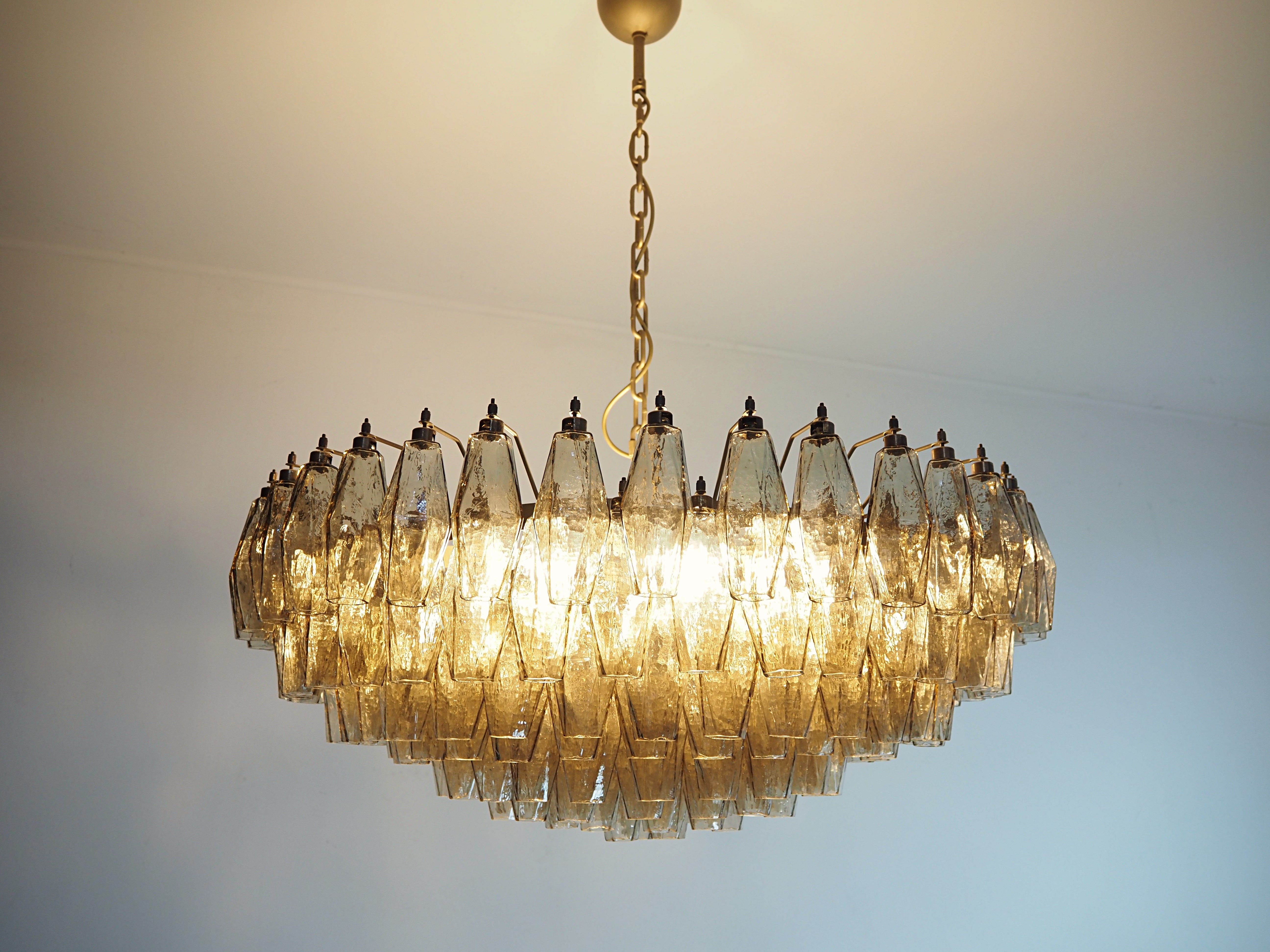 Murano Chandelier – 185 Smoked Poliedri Glass – detail 5 – Murano Classics