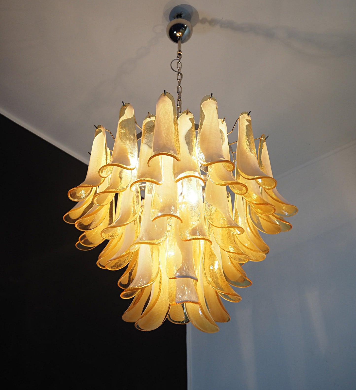 Murano Chandelier | 53 Caramel-Colored Petal Glass