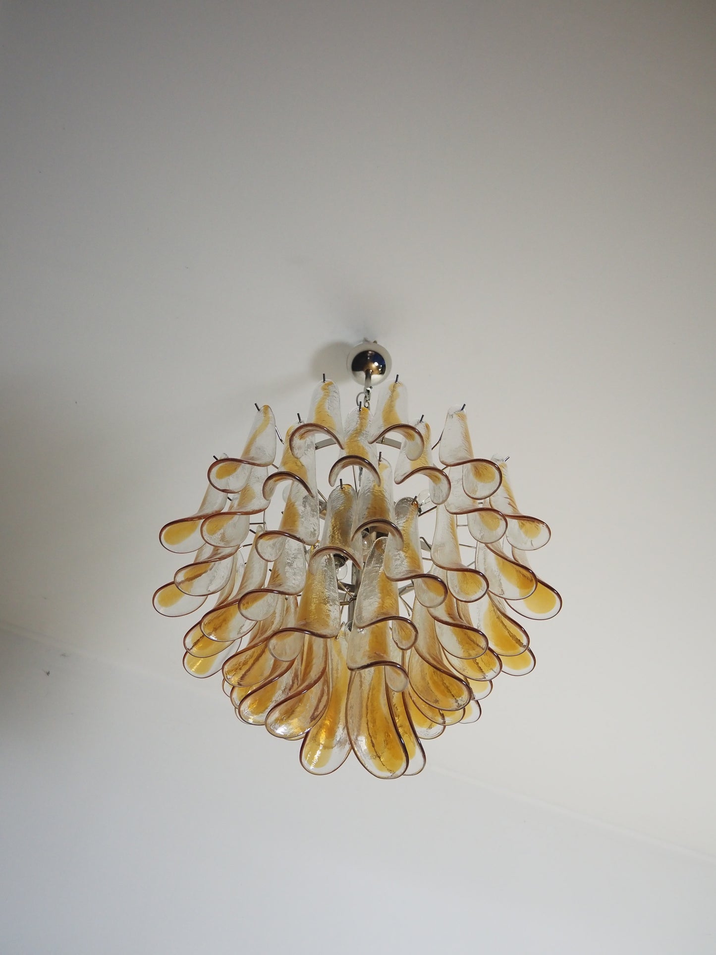 Murano Kroonluchter | 53 Gele Mazzega Petalen Glas