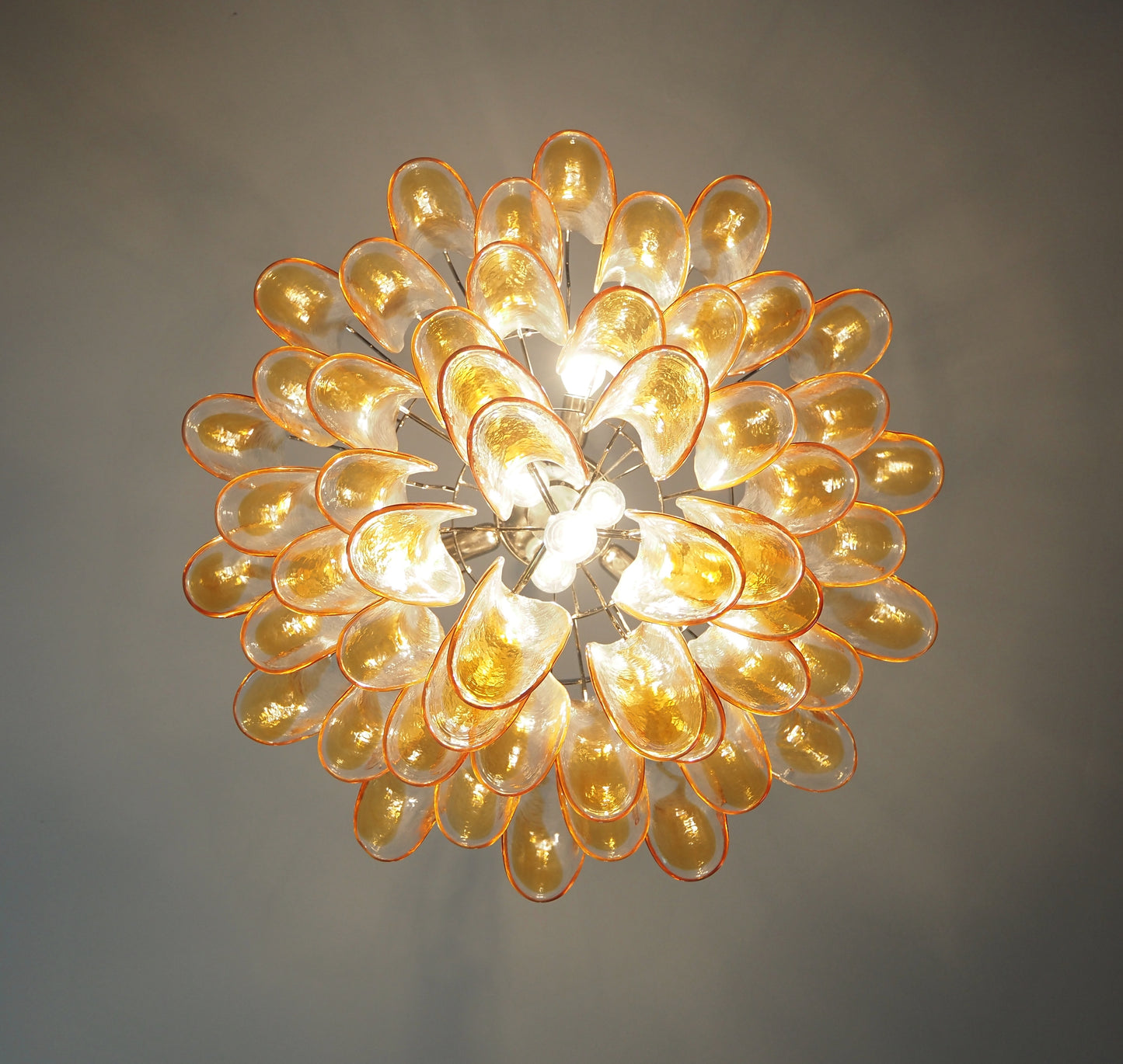 Murano Kroonluchter | 53 Gele Mazzega Petalen Glas