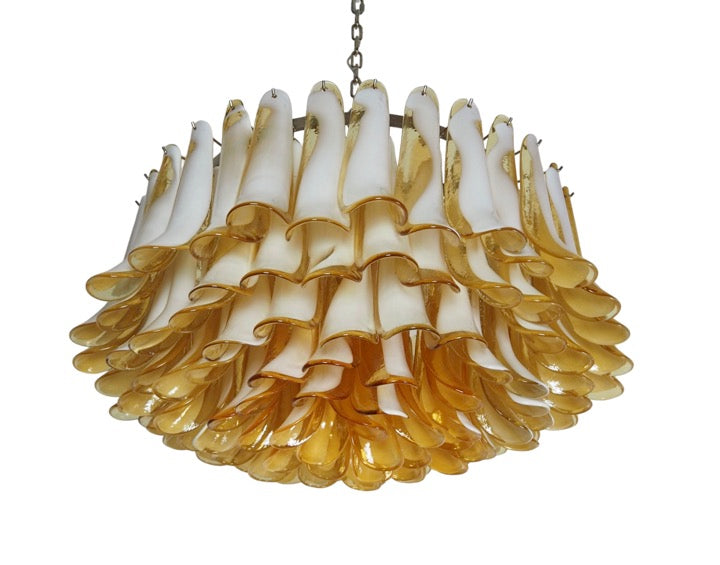 Murano Kroonluchter | 101 Caramelkleurige Mazzega Petalen
