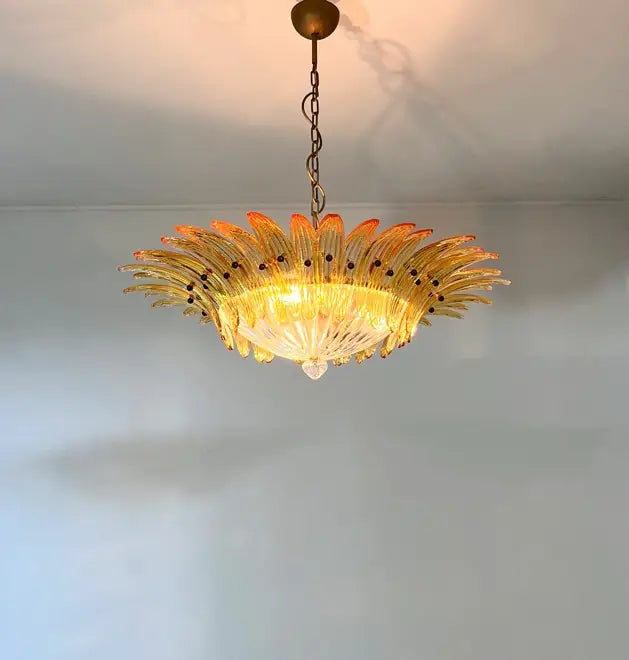 Murano Kroonluchter | 36 Gele Palmette Glas