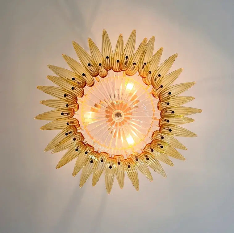Murano Kroonluchter | 36 Gele Palmette Glas