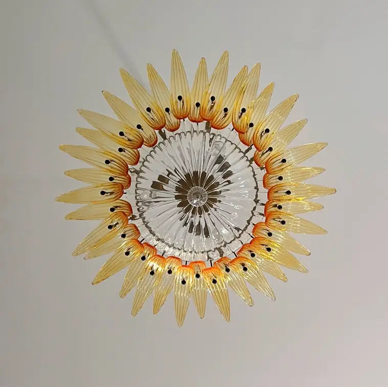 Murano Kroonluchter | 36 Gele Palmette Glas