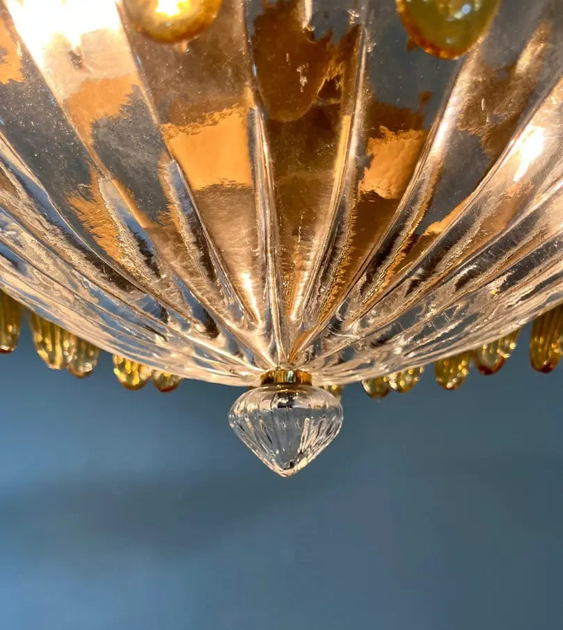 Murano Kroonluchter | 36 Gele Palmette Glas