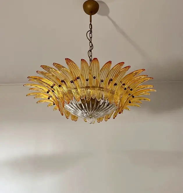 Murano Kroonluchter | 36 Gele Palmette Glas