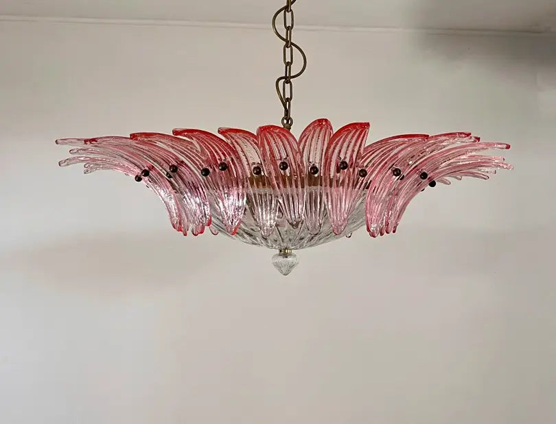 Murano Kroonluchter | 36 Roze Palmette Glas