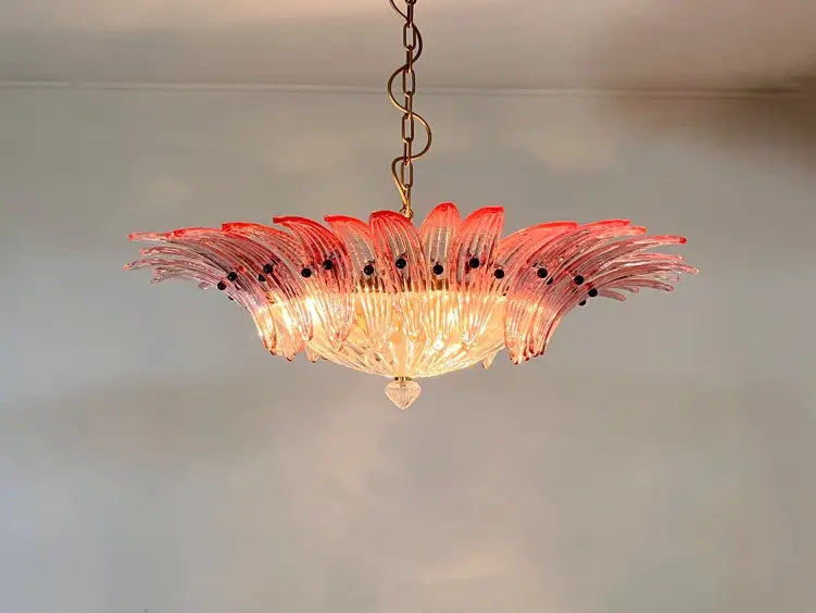 Murano Chandelier – 36 Pink Palmette Glass – detail 5 – Murano Classics