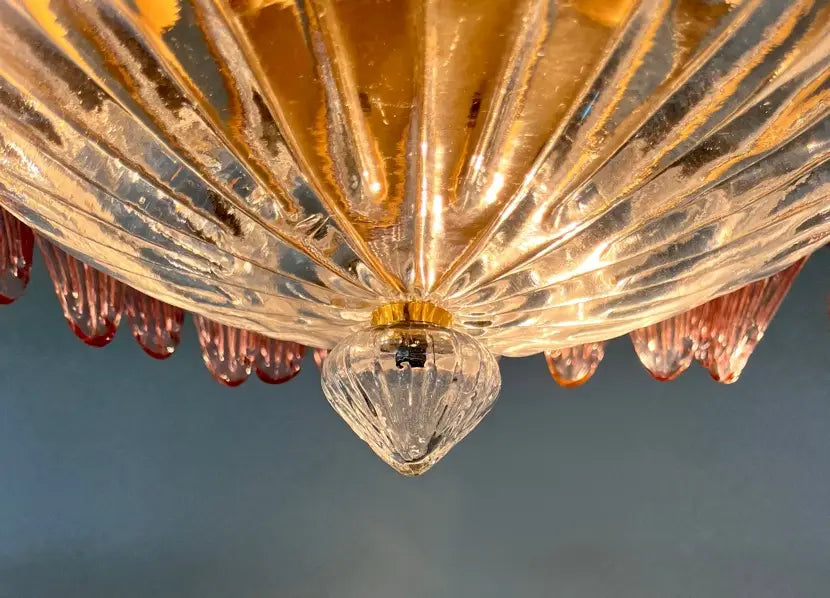 Murano Chandelier – 36 Pink Palmette Glass – detail 6 – Murano Classics