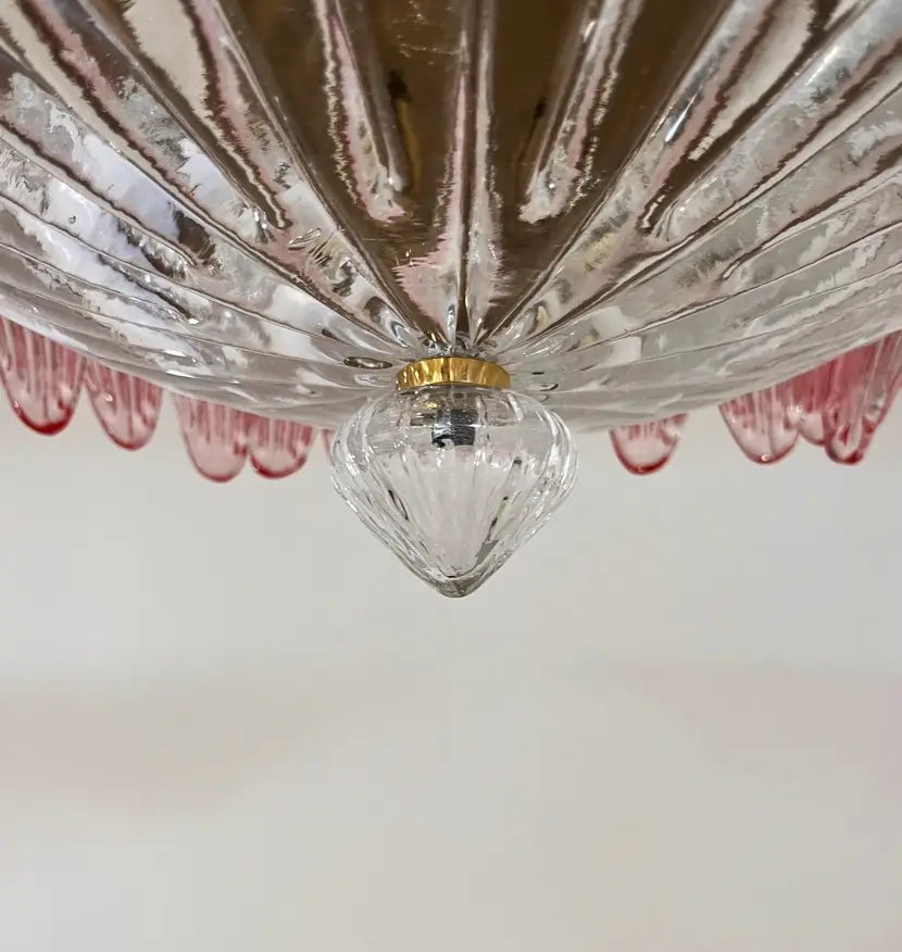 Murano Chandelier – 36 Pink Palmette Glass – detail 3 – Murano Classics