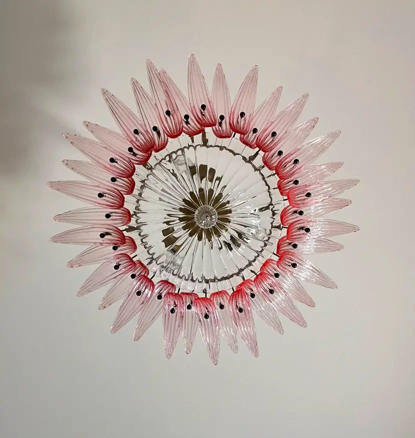 Murano Kroonluchter | 36 Roze Palmette Glas