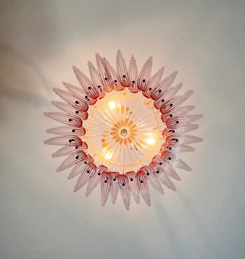 Murano Chandelier – 36 Pink Palmette Glass – detail 8 – Murano Classics