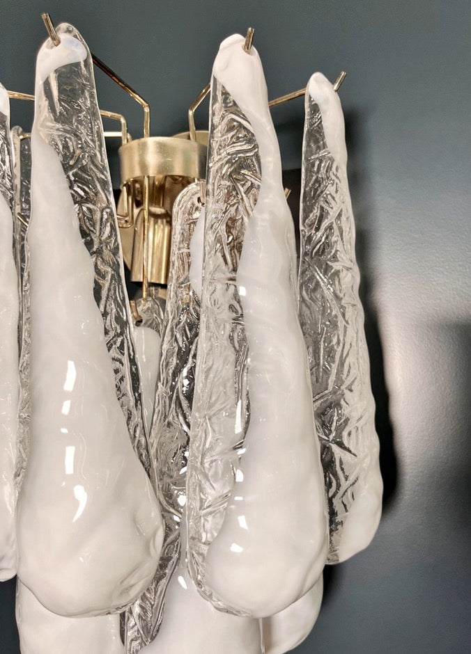 Murano Wall Lamp – 10 White Lattimo Drop Glass – Set of 2 – detail 9 – Murano Classics