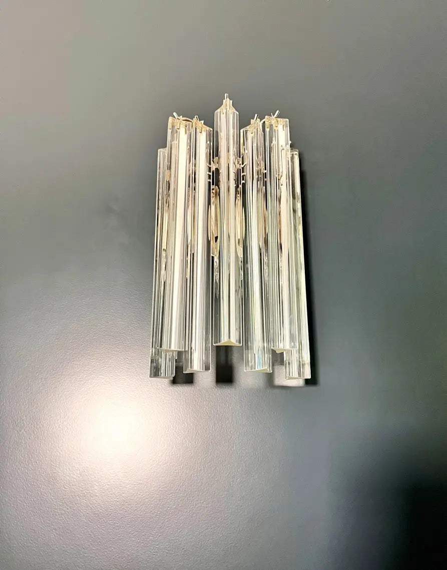 Murano Wall Lamp – 9 Clear Glass Prisms – Set of 2 – Murano Classics
