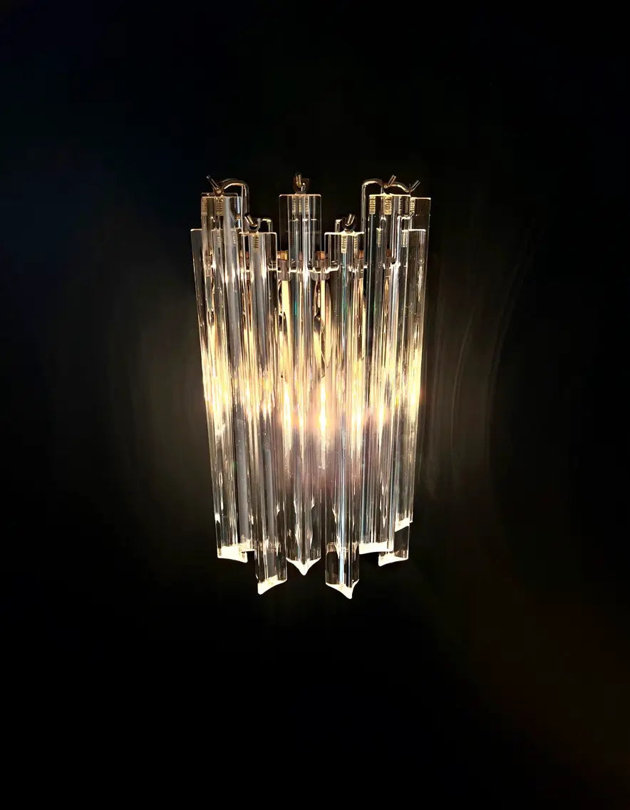 Murano Wall Lamp – 9 Clear Glass Prisms – Set of 2 – detail 1 – Murano Classics
