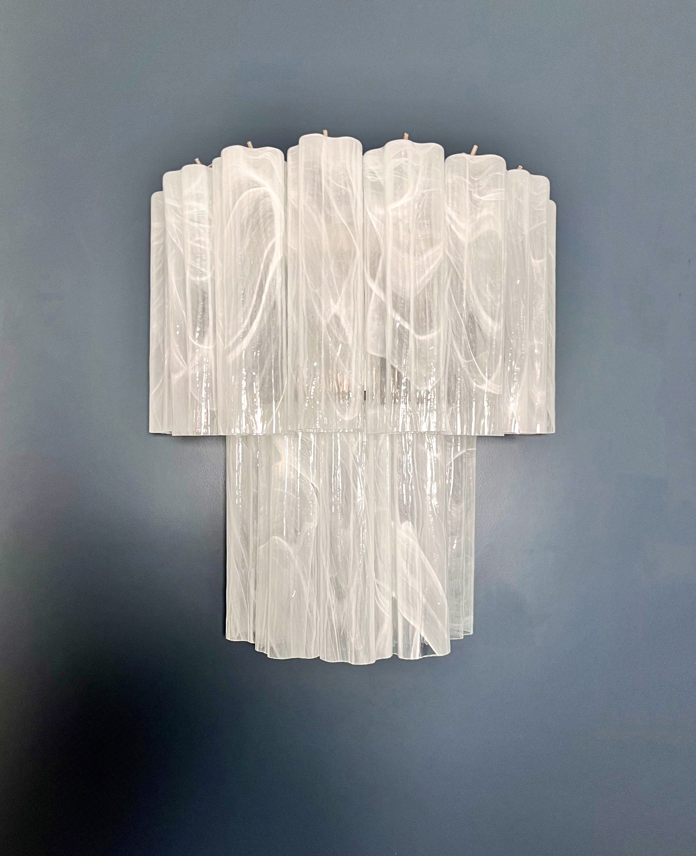 Murano Wall Lamp – 13 Alabaster White Tube Glass – Set of 2 – Murano Classics