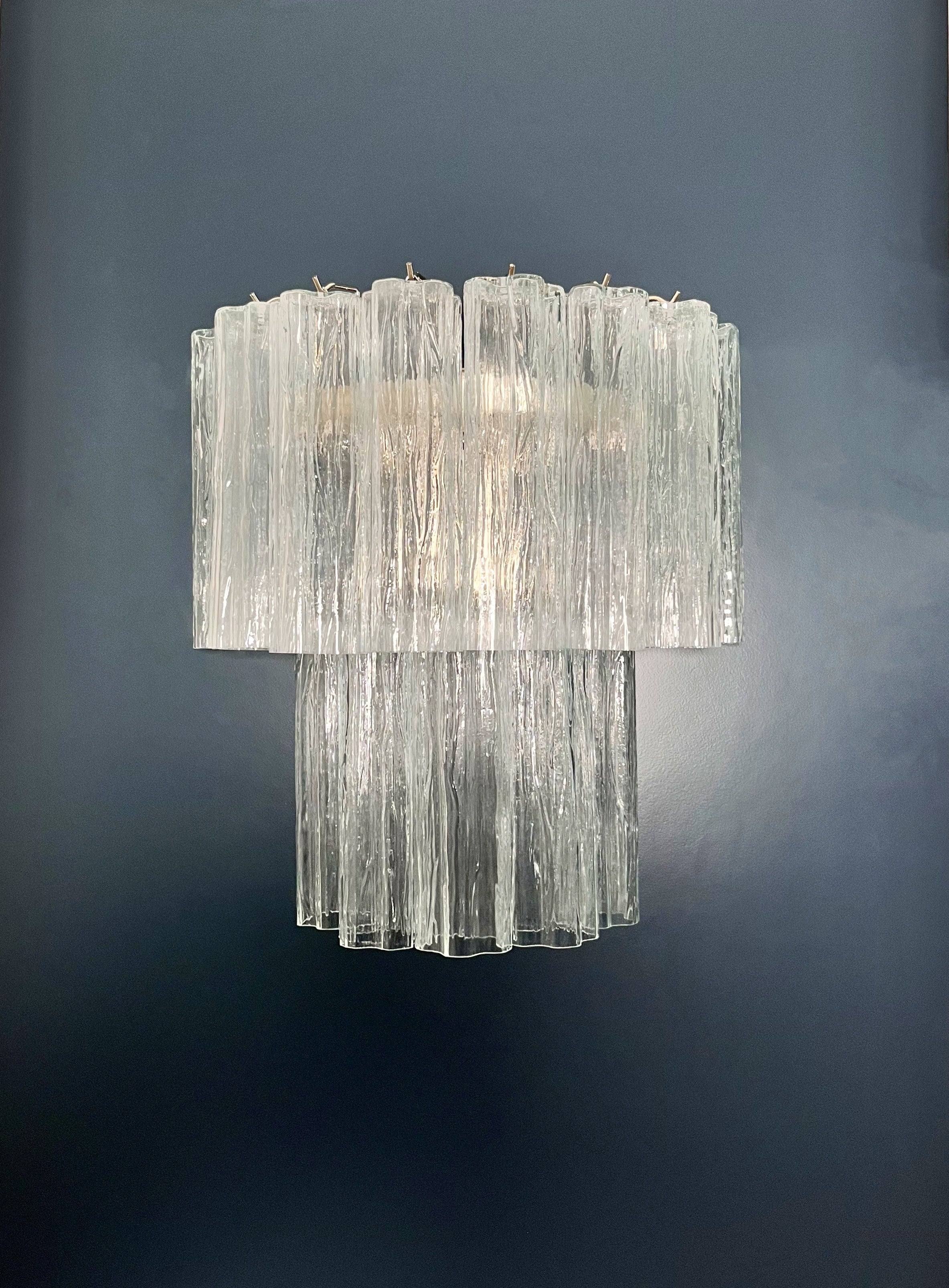 Murano Wall Lamp – 13 Clear Glass Tubes – Set of 2 – Murano Classics