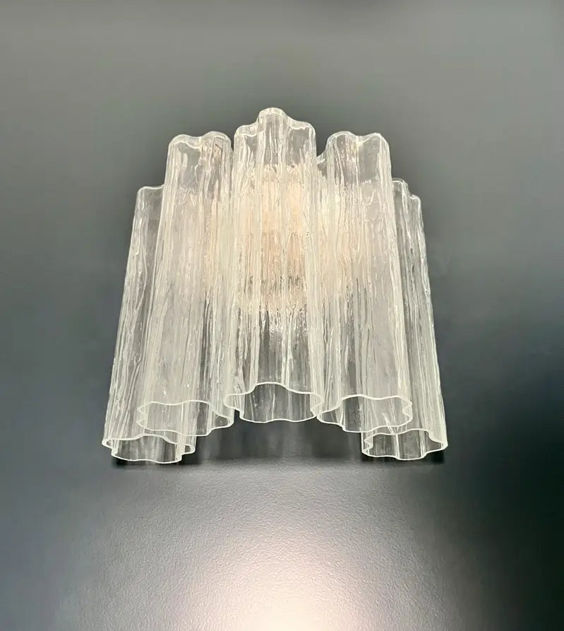 Murano Wall Lamp – 5 Clear Tube Glass – Set of 2 – detail 3 – Murano Classics