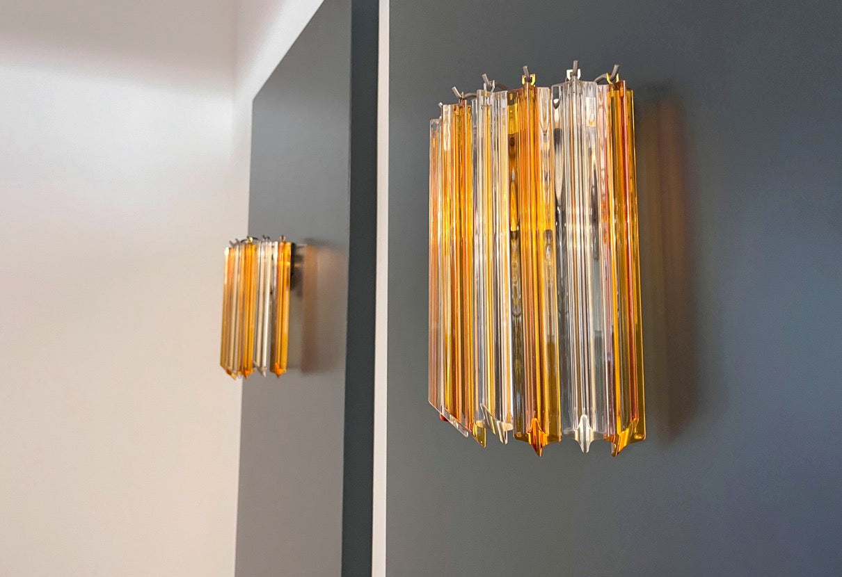 Murano Wall Lamp – 9 Clear Yellow Prism Glass – Set of 2 – detail 6 – Murano Classics