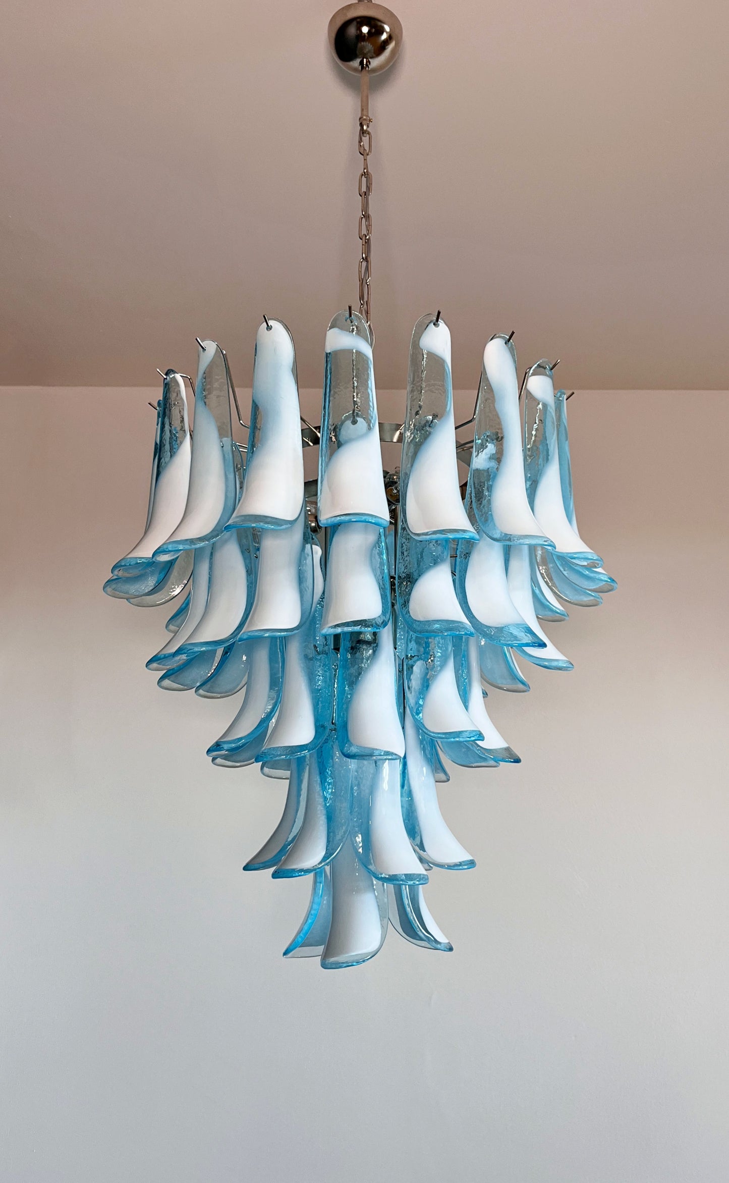 Murano Kroonluchter | 52 Blauw Mazzega Petal Glas