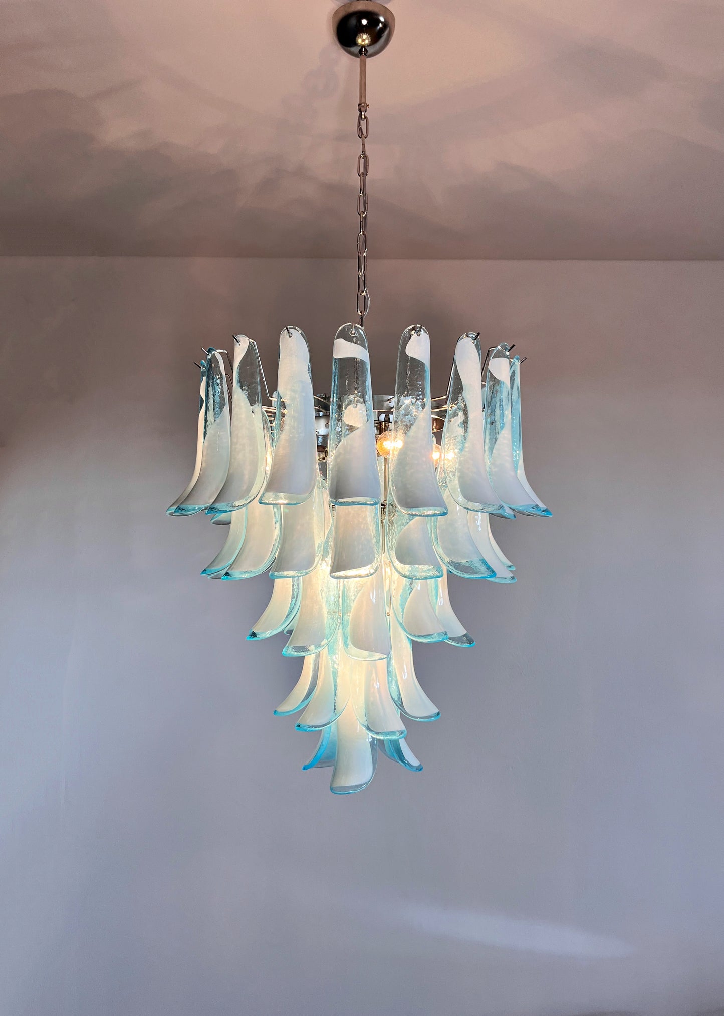 Murano Kroonluchter | 52 Blauw Mazzega Petal Glas