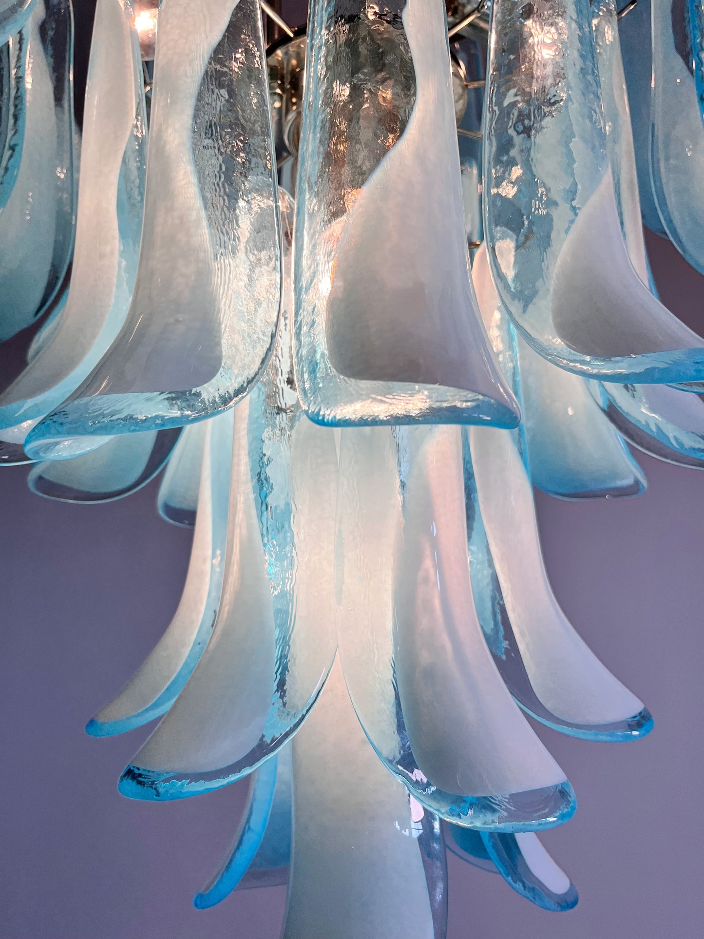 Murano Kroonluchter | 52 Blauw Mazzega Petal Glas