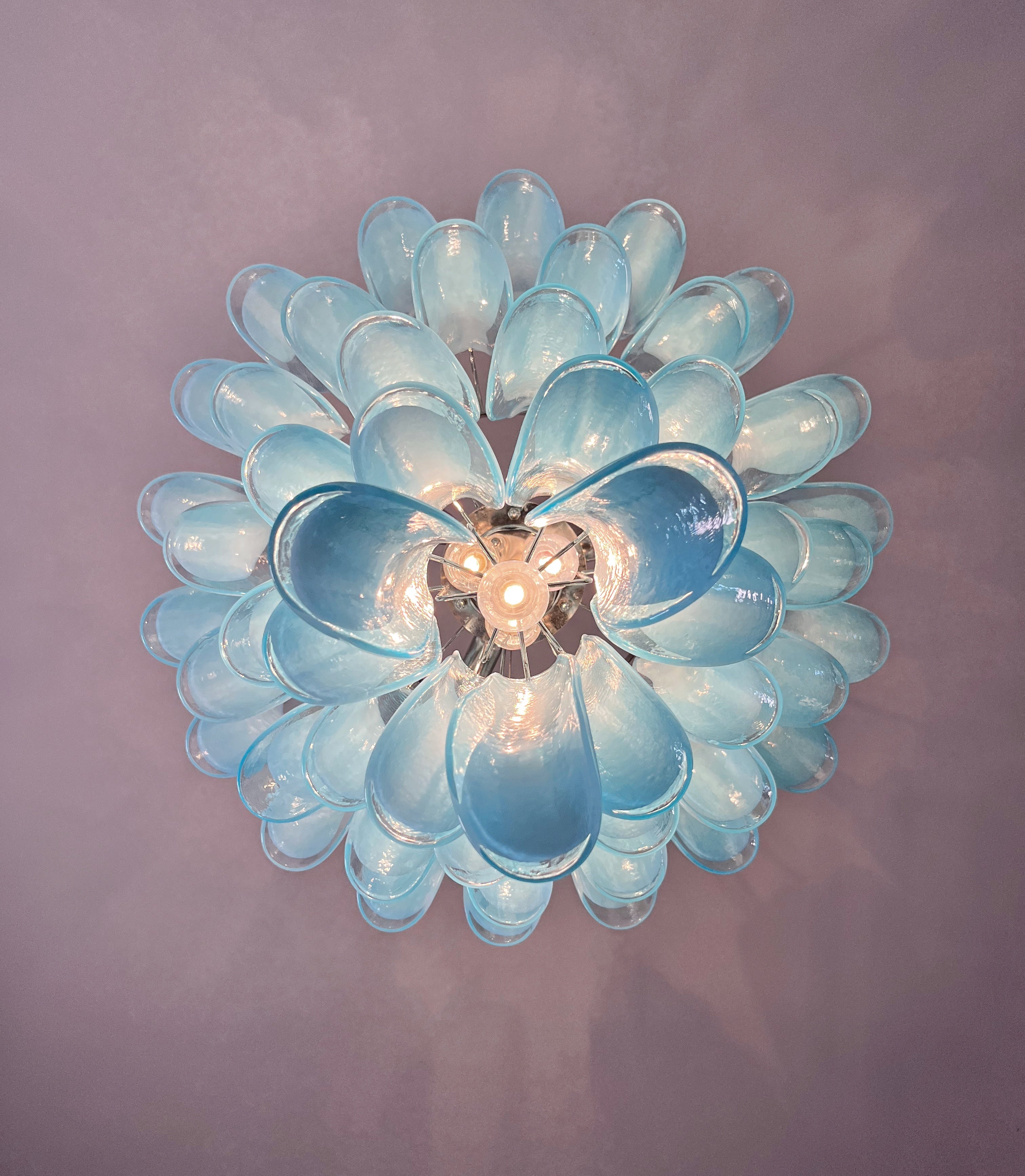 Murano Chandelier – 52 Blue Petal Glass – detail 8 – Murano Classics