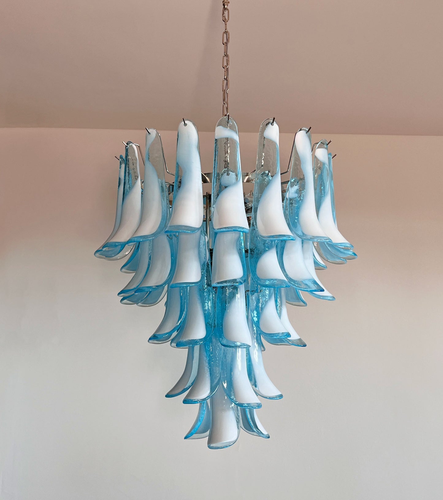Murano Kroonluchter | 52 Blauw Mazzega Petal Glas