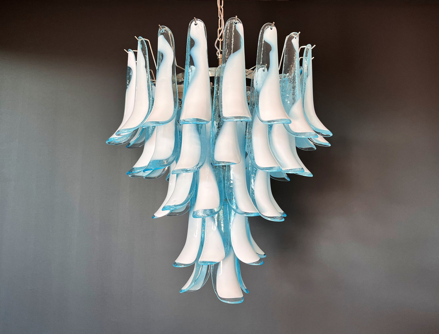 Murano Kroonluchter | 52 Blauw Mazzega Petal Glas