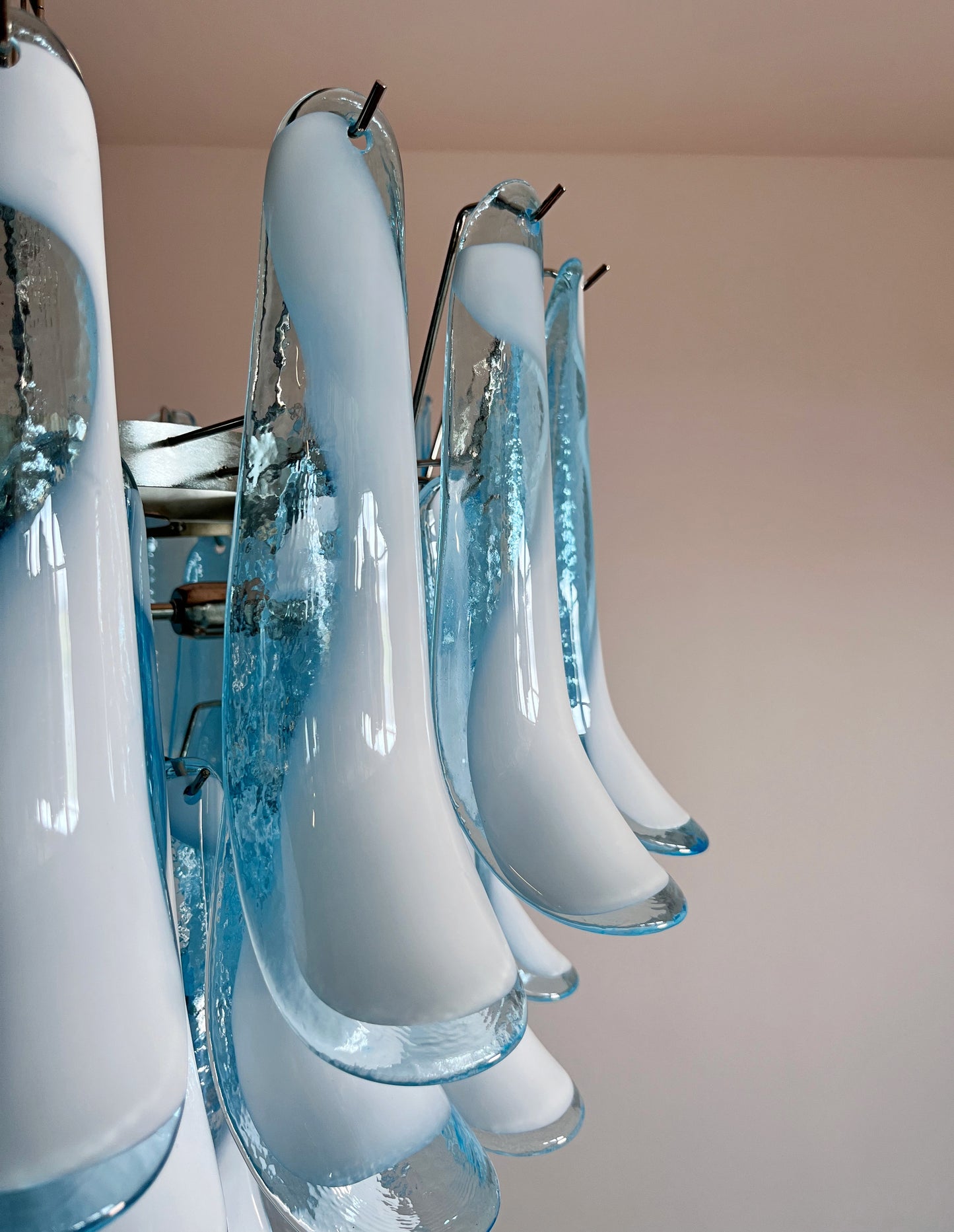 Murano Kroonluchter | 52 Blauw Mazzega Petal Glas